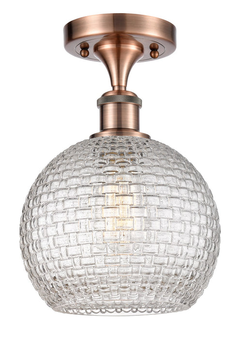 Innovations 516-1C-AC-G122C-8CL One Light Semi-Flush Mount, Antique Copper