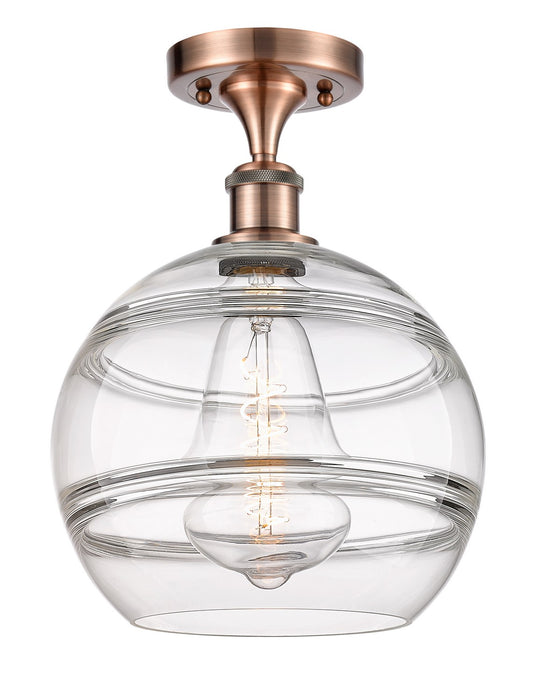 Innovations 516-1C-AC-G556-10CL One Light Semi-Flush Mount, Antique Copper