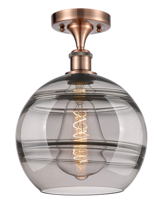 Innovations 516-1C-AC-G556-10SM One Light Semi-Flush Mount, Antique Copper