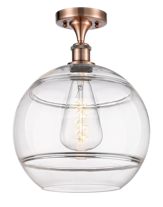 Innovations 516-1C-AC-G556-12CL One Light Semi-Flush Mount, Antique Copper