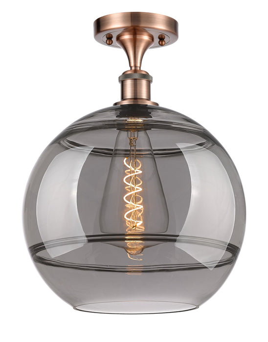 Innovations 516-1C-AC-G556-12SM One Light Semi-Flush Mount, Antique Copper