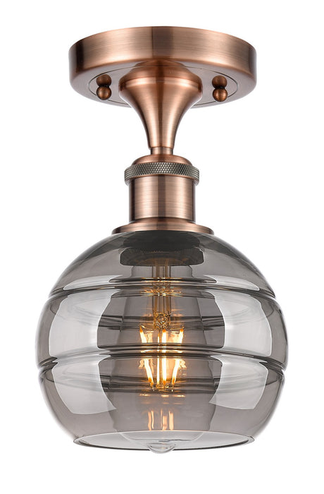Innovations 516-1C-AC-G556-6SM One Light Semi-Flush Mount, Antique Copper