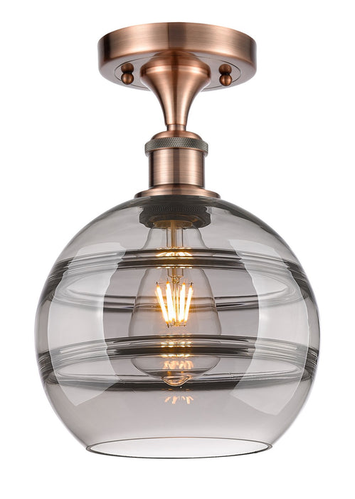 Innovations 516-1C-AC-G556-8SM One Light Semi-Flush Mount, Antique Copper