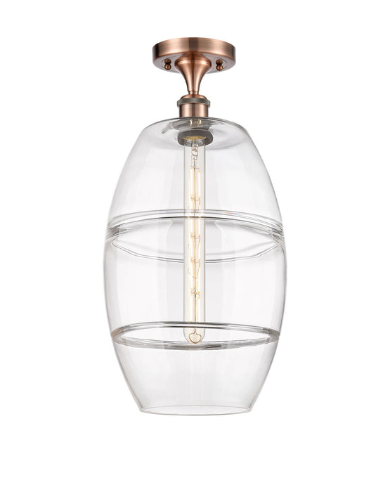 Innovations 516-1C-AC-G557-10CL One Light Semi-Flush Mount, Antique Copper