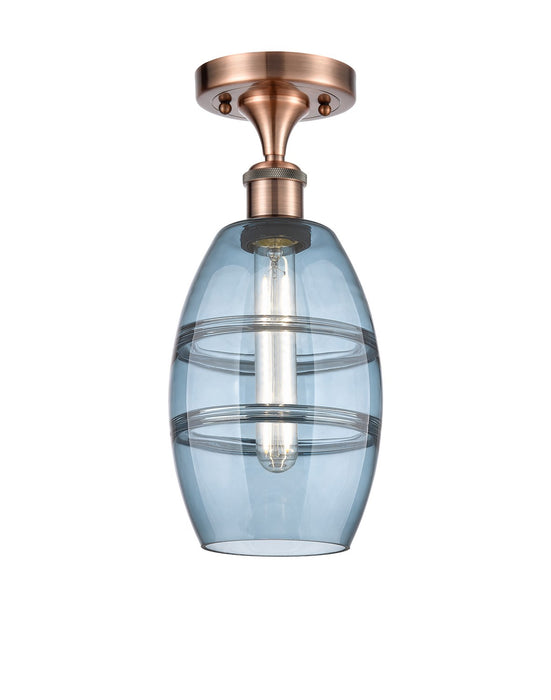 Innovations 516-1C-AC-G557-6BL One Light Semi-Flush Mount, Antique Copper