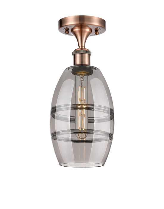 Innovations 516-1C-AC-G557-6SM One Light Semi-Flush Mount, Antique Copper