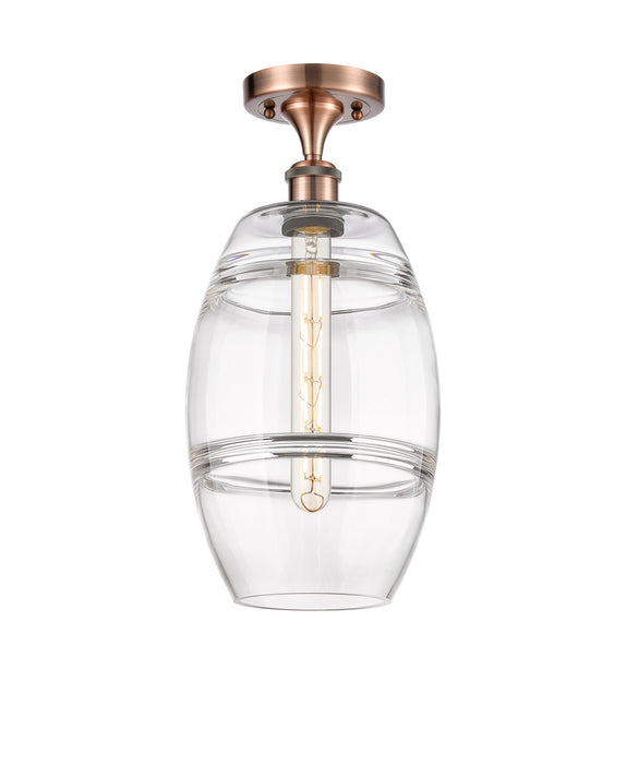 Innovations 516-1C-AC-G557-8CL One Light Semi-Flush Mount, Antique Copper