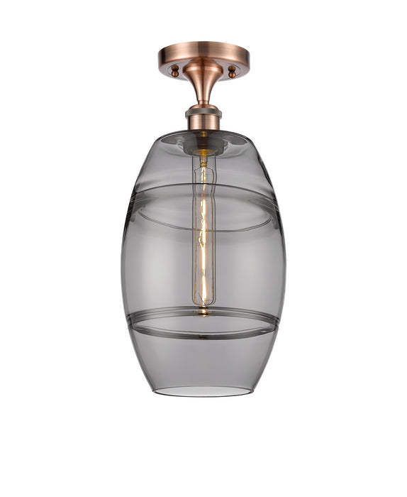 Innovations 516-1C-AC-G557-8SM One Light Semi-Flush Mount, Antique Copper
