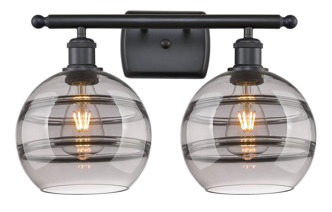 Innovations 516-2W-BK-G556-8SM Two Light Bath Vanity, Matte Black