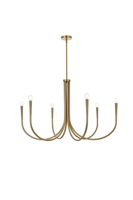 Elegant Lighting LD722D42SG Six Light Chandelier, Gold