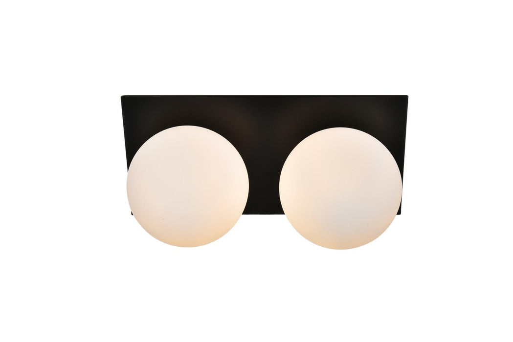 Elegant Lighting LD7304W14BLK Two Light Bath Sconce, Black
