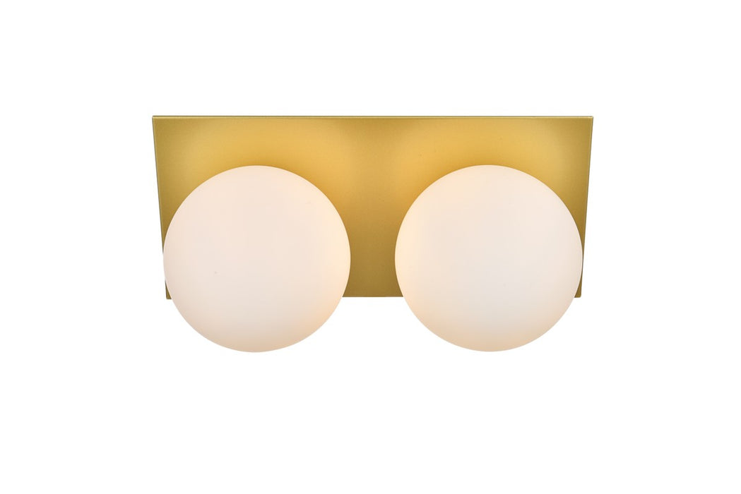 Elegant Lighting LD7304W14BRA Two Light Bath Sconce, Brass