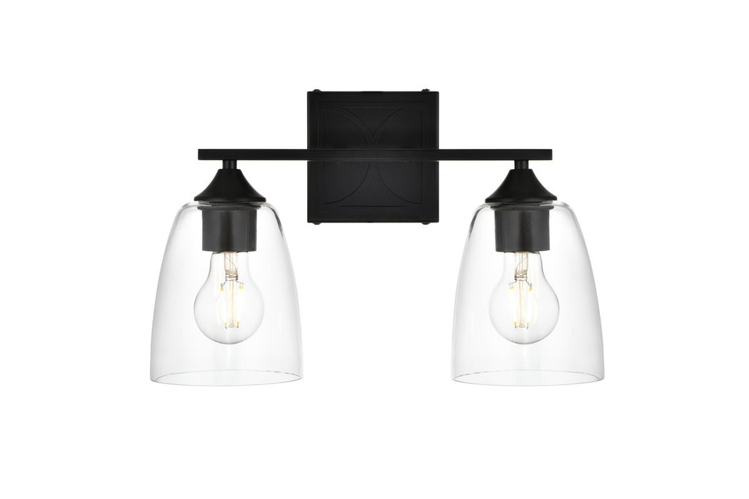Elegant Lighting LD7309W15BLK Two Light Bath Sconce, Black