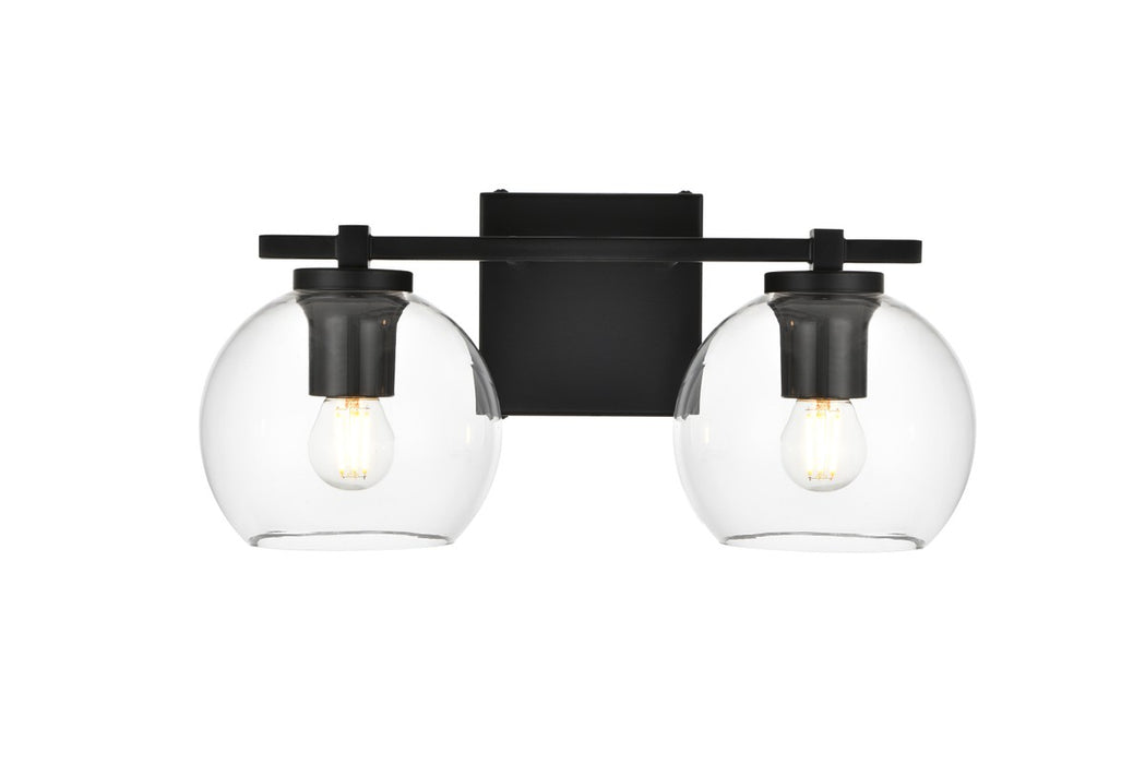 Elegant Lighting LD7311W15BLK Two Light Bath Sconce, Black