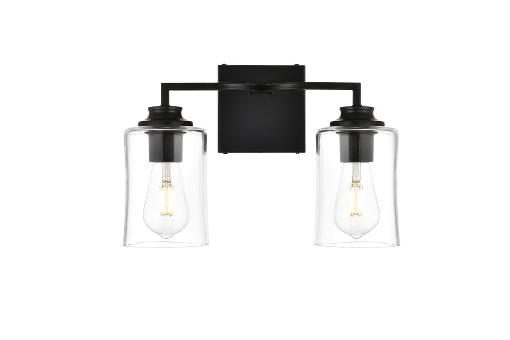 Elegant Lighting LD7314W14BLK Two Light Bath Sconce, Black