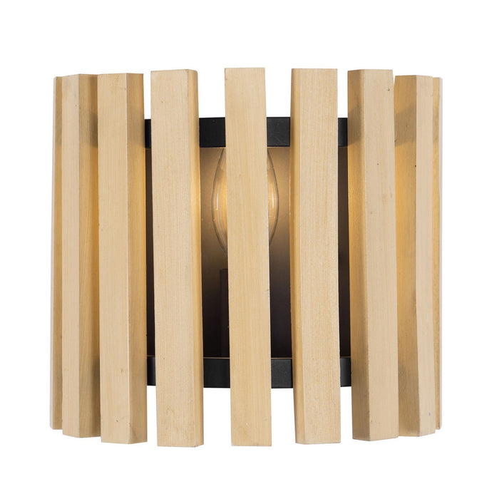 Varaluz 387W01MBH One Light Wall Sconce, Matte Black/Honey Blonde