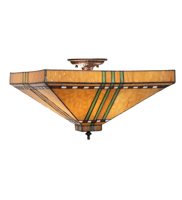 Meyda Tiffany 135004 Three Light Flushmount, Mahogany Bronze