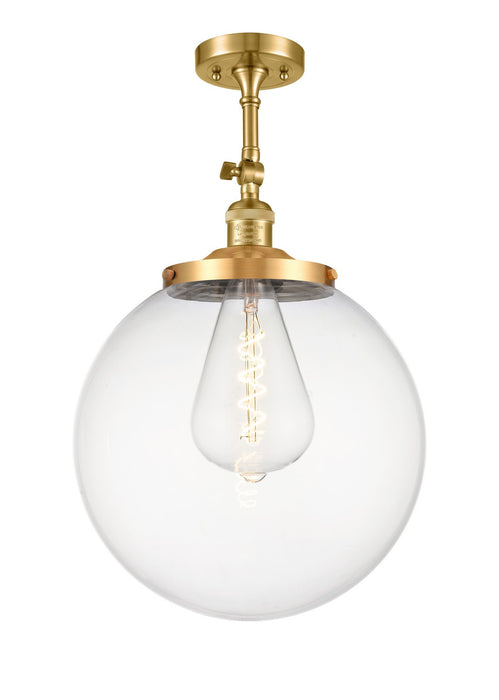 Innovations 201F-SG-G202-14 One Light Semi-Flush Mount, Satin Gold