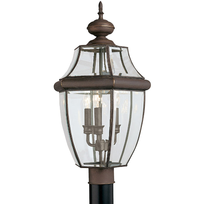 Generation Lighting 8239-71 Three Light Outdoor Post Lantern, Antique Bronze