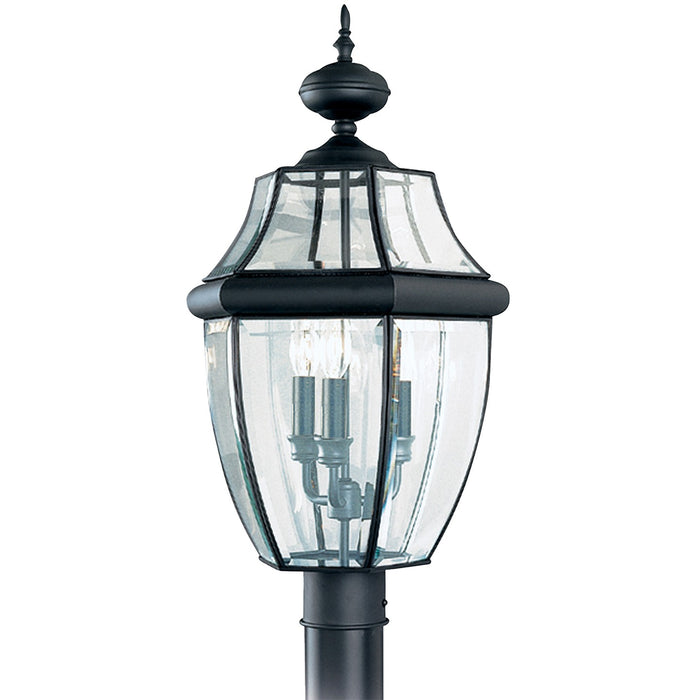 Generation Lighting 8239-12 Three Light Outdoor Post Lantern, Black