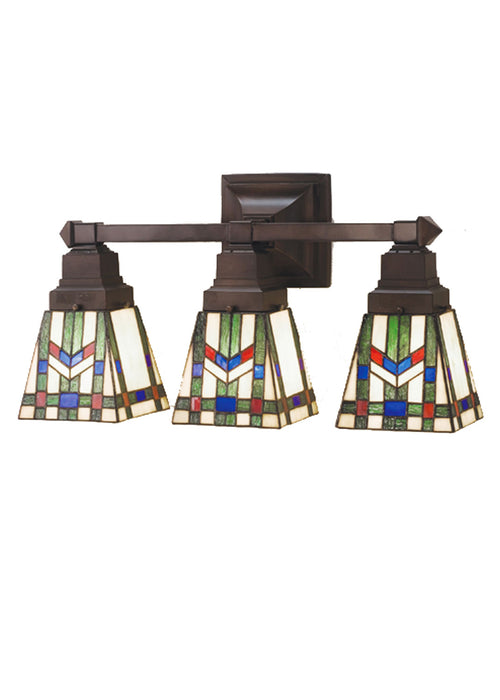 Meyda Tiffany 31248 Three Light Wall Sconce, Beige Burgundy Lt Blue Green