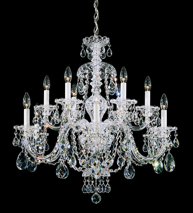 Schonbek 3601-40R 12 Light Chandelier, Polished Silver