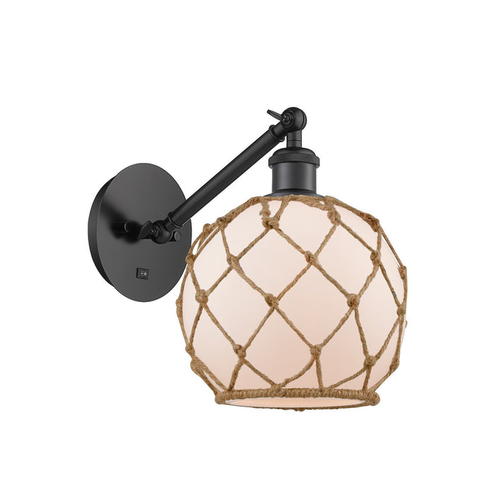 Innovations 317-1W-BK-G121-8RB One Light Wall Sconce, Matte Black