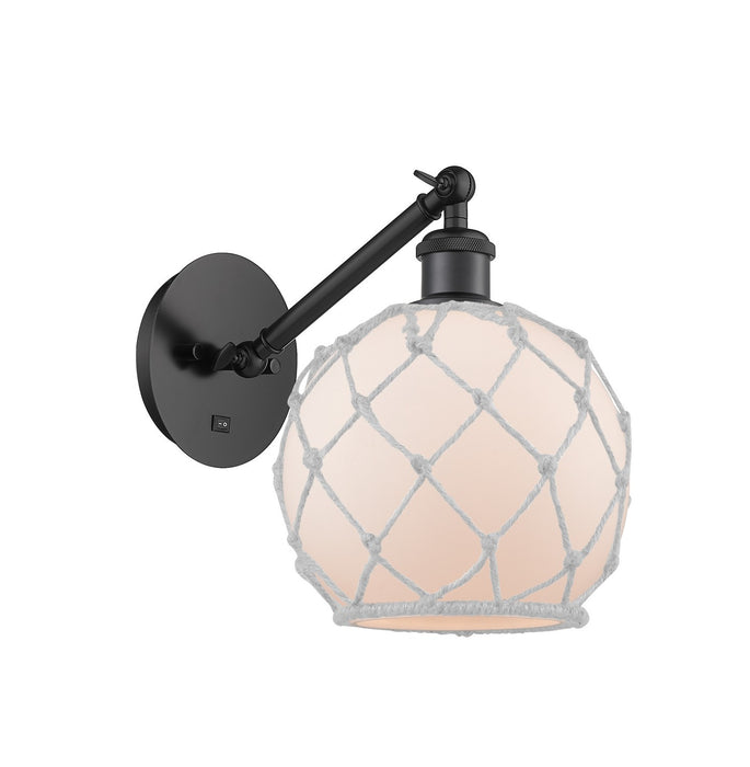 Innovations 317-1W-BK-G121-8RW One Light Wall Sconce, Matte Black
