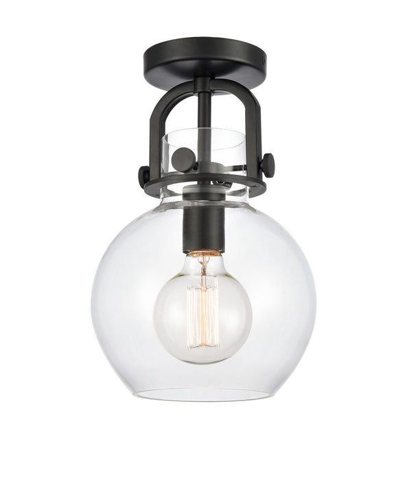 Innovations 410-1F-BK-G410-8CL One Light Flush Mount, Matte Black