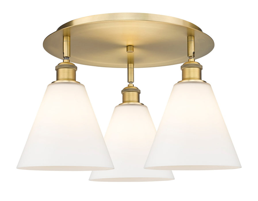 Innovations 516-3C-BB-GBC-81 Three Light Flush Mount, Brushed Brass