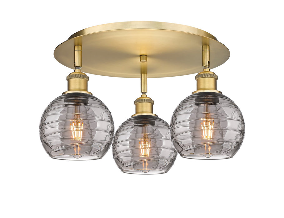 Innovations 516-3C-BB-G1213-6SM Three Light Flush Mount, Brushed Brass