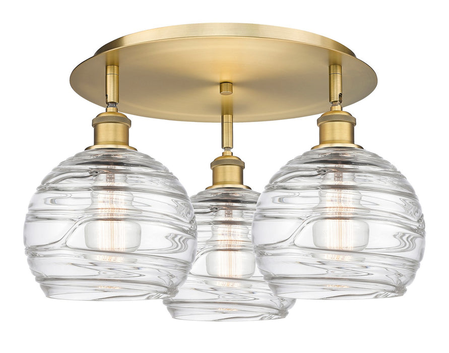Innovations 516-3C-BB-G1213-8 Three Light Flush Mount, Brushed Brass