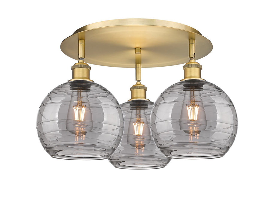 Innovations 516-3C-BB-G1213-8SM Three Light Flush Mount, Brushed Brass
