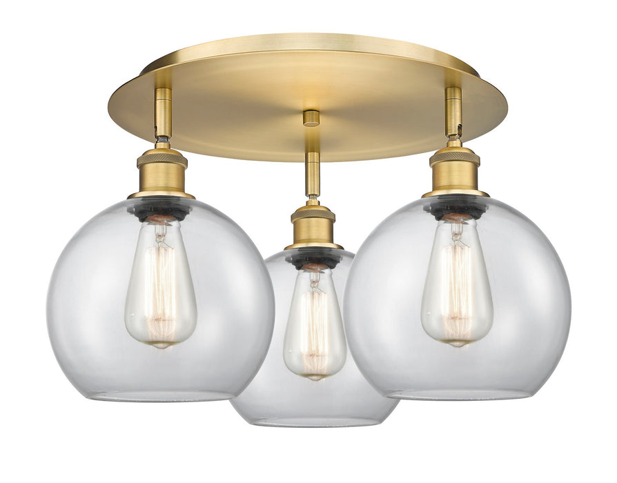 Innovations 516-3C-BB-G122-8 Three Light Flush Mount, Brushed Brass