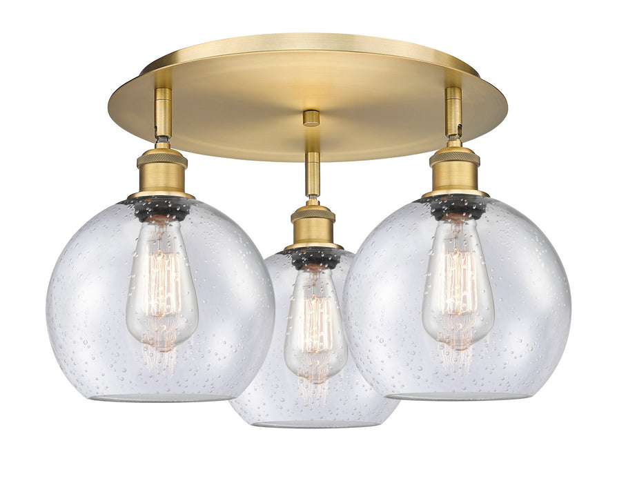 Innovations 516-3C-BB-G124-8 Three Light Flush Mount, Brushed Brass