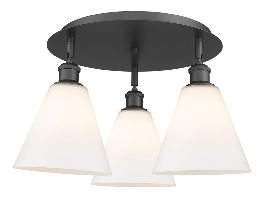 Innovations 516-3C-BK-GBC-81 Three Light Flush Mount, Matte Black
