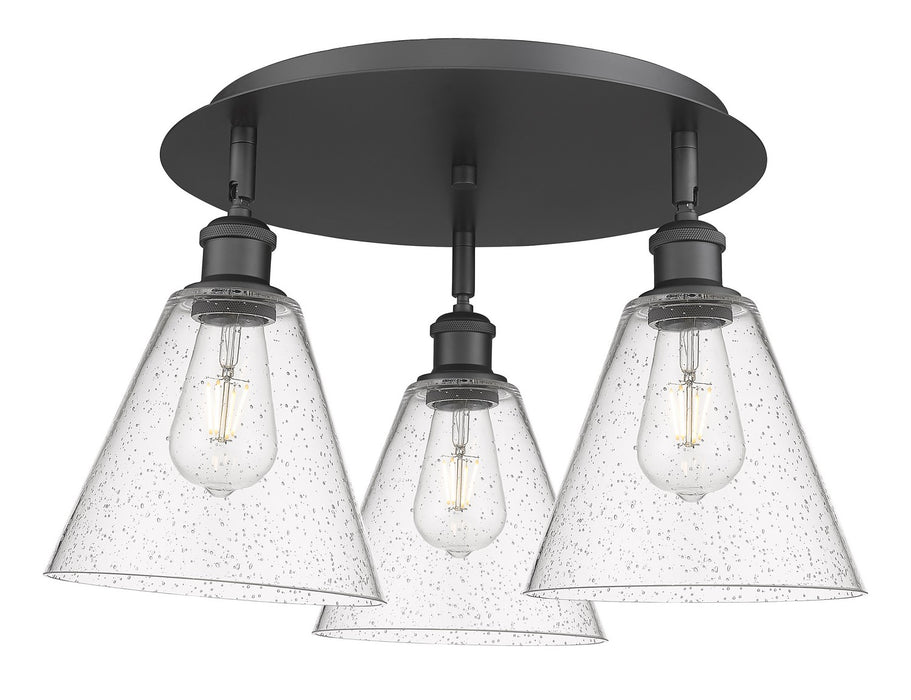 Innovations 516-3C-BK-GBC-84 Three Light Flush Mount, Matte Black
