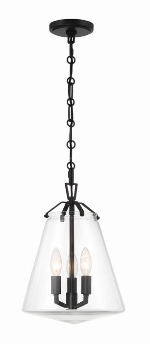 Crystorama VSS-7004-MK Three Light Mini Chandelier, Matte Black