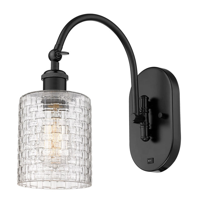 Innovations 518-1W-BK-G112C-5CL One Light Wall Sconce, Matte Black