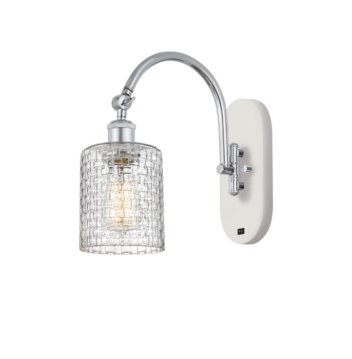 Innovations 518-1W-WPC-G112C-5CL One Light Wall Sconce, White Polished Chrome
