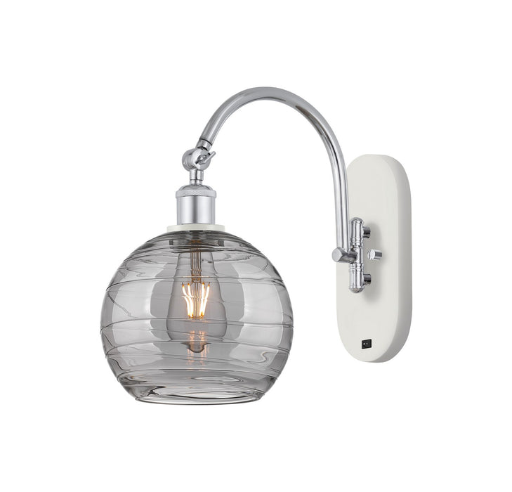 Innovations 518-1W-WPC-G1213-8SM One Light Wall Sconce, White Polished Chrome