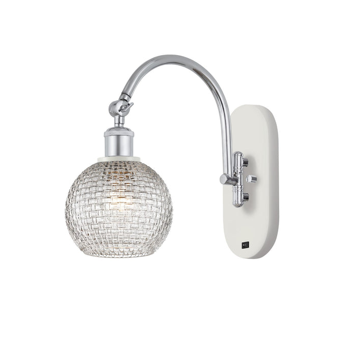 Innovations 518-1W-WPC-G122C-6CL One Light Wall Sconce, White Polished Chrome