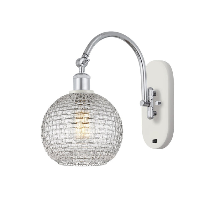 Innovations 518-1W-WPC-G122C-8CL One Light Wall Sconce, White Polished Chrome