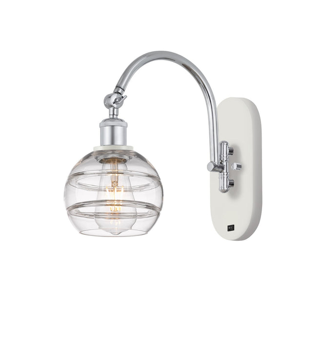 Innovations 518-1W-WPC-G556-6CL One Light Wall Sconce, White Polished Chrome