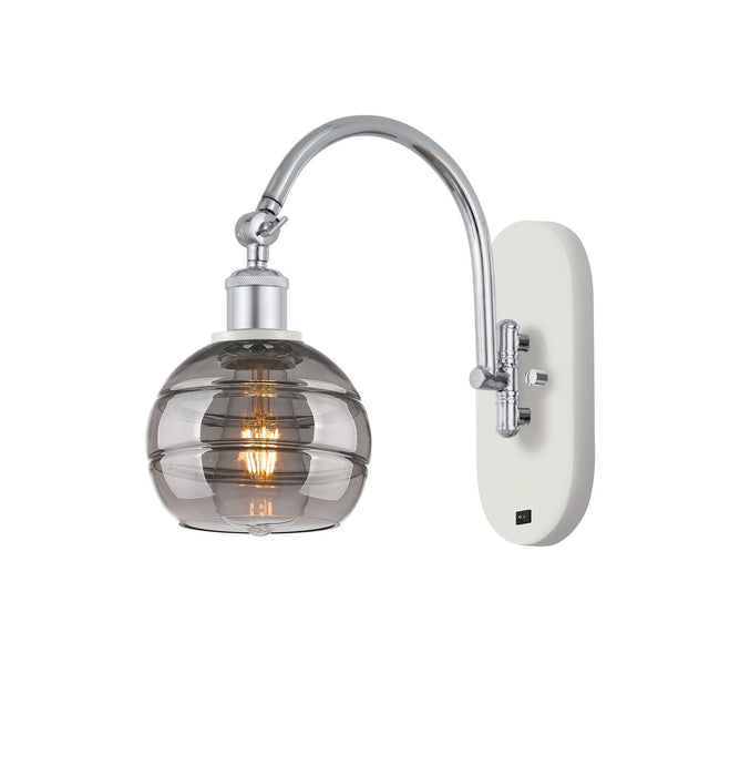 Innovations 518-1W-WPC-G556-6SM One Light Wall Sconce, White Polished Chrome