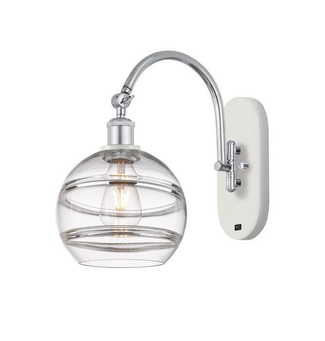 Innovations 518-1W-WPC-G556-8CL One Light Wall Sconce, White Polished Chrome