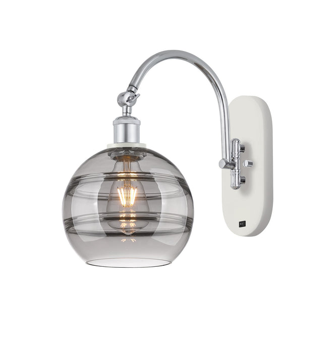 Innovations 518-1W-WPC-G556-8SM One Light Wall Sconce, White Polished Chrome