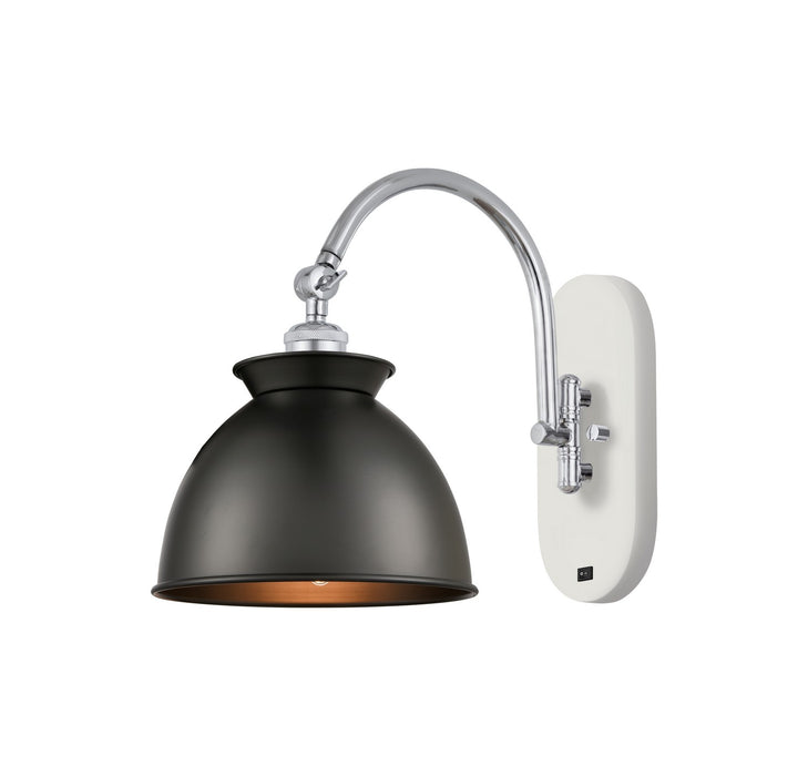 Innovations 518-1W-WPC-M14-BK One Light Wall Sconce, White Polished Chrome