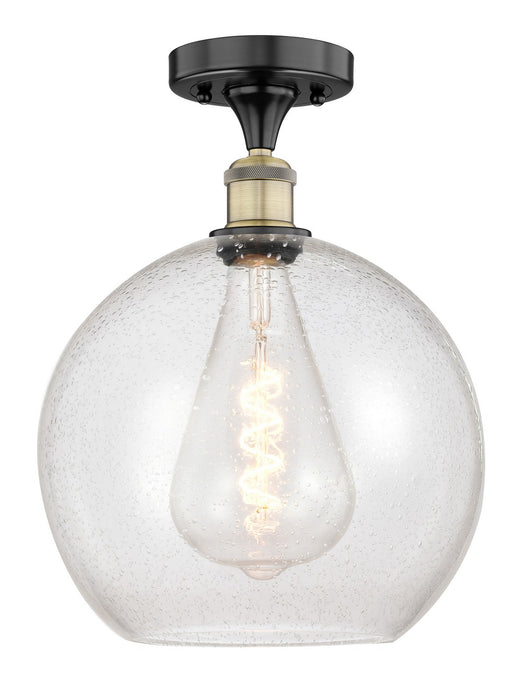 Innovations 616-1F-BAB-G124-12 One Light Semi-Flush Mount, Black Antique Brass