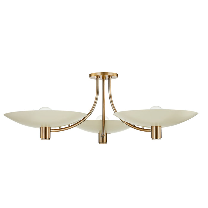 Troy Lighting C1441-PBR/SSD Three Light Semi Flush Mount, Patina Brass And Soft Sand